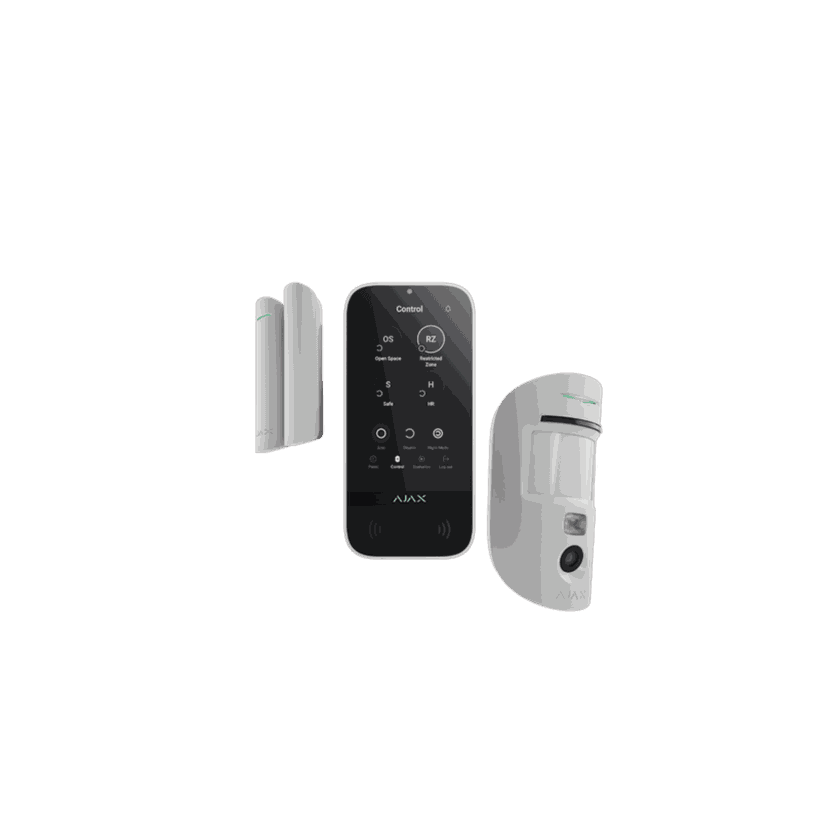Alarme filaire Ajax Fibra avec détecteur d'ouverture, clavier KeyPad et détecteur MotionCam